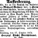 1874-10-17 Hdf Zum Schwarzen Baer Gessner